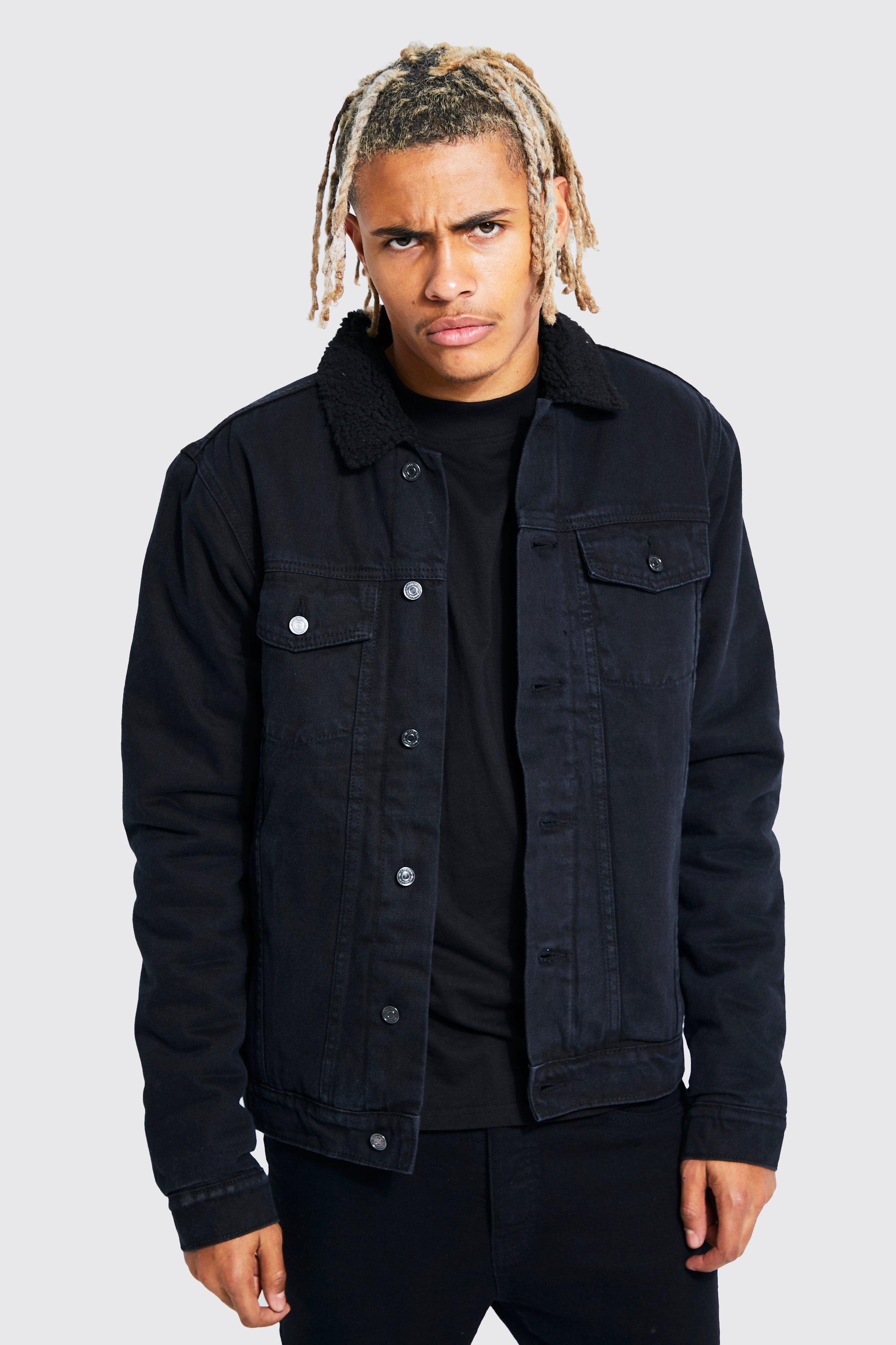 Borg denim jacket black best sale